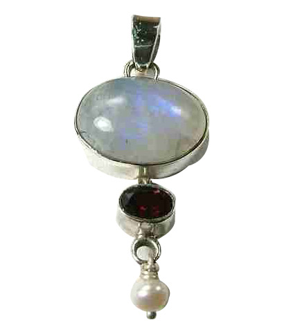 Design 924: red,white moonstone drop pendants