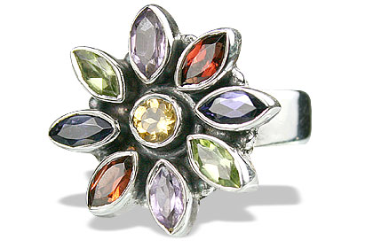 Design 1229: multi-color multi-stone flower rings