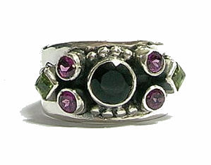 Design 1703: black,pink,green onyx rings