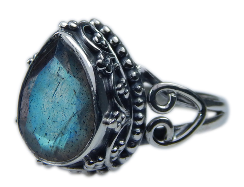 Design 21559: blue,gray labradorite rings