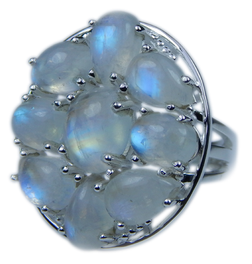 Design 21657: blue,white moonstone rings