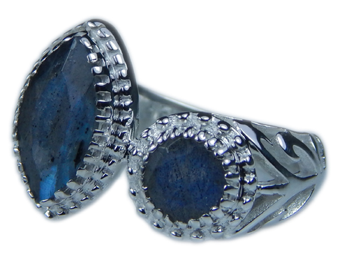 Design 21659: blue,gray labradorite rings