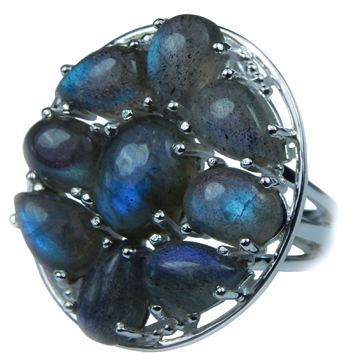 Design 21667: blue,gray labradorite rings