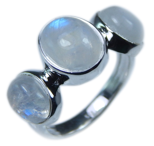 Design 21668: blue,gray,white moonstone rings
