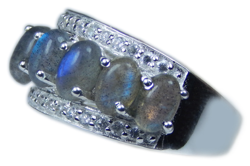 Design 21701: blue,gray labradorite rings