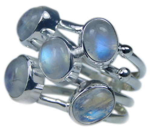 Design 21704: blue,white moonstone rings
