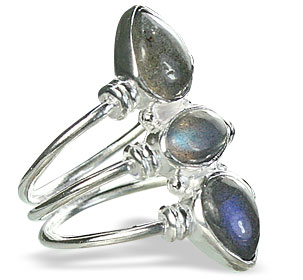 Design 3005: blue,green,gray labradorite classic rings