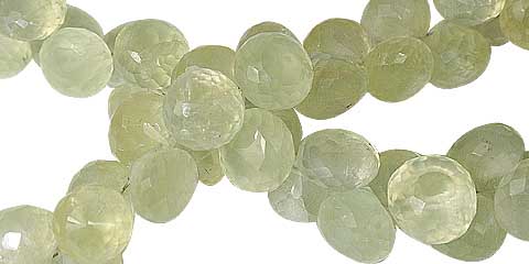 Design 11796: green prehnite briolettes, faceted beads