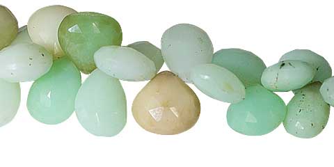 Design 11818: Green opal briolettes, faceted beads