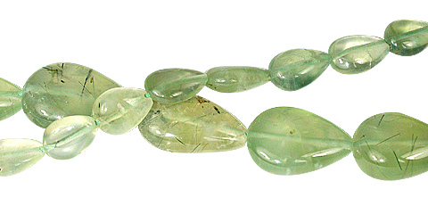 Design 11820: Green prehnite tear-drop beads