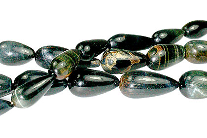 Design 13364: black,brown tiger eye tear-drop beads