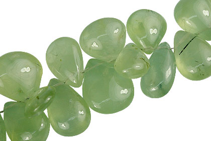 Design 13897: green prehnite tear-drop beads