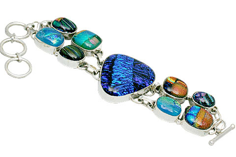 Design 10030: blue dichroic glass bracelets
