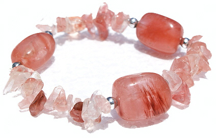 Design 11246: pink quartz chipped bracelets