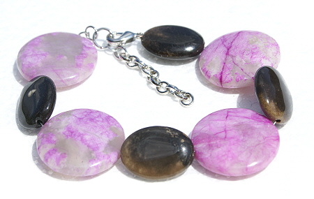 Design 11434: brown,pink,purple jasper chunky bracelets