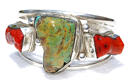 Design 11569: Red, Green coral bracelets