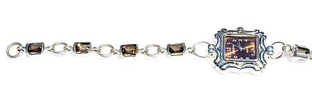 Design 11572: Brown, White smoky quartz bracelets