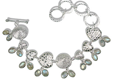 Design 12947: blue,green,gray labradorite contemporary, heart bracelets