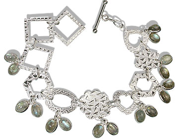 Design 12949: blue,green,gray labradorite contemporary bracelets