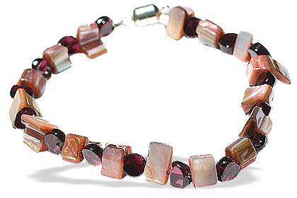 Design 14923: brown,pink,red abalone bracelets