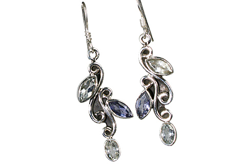 Design 10006: blue aquamarine staff-picks earrings