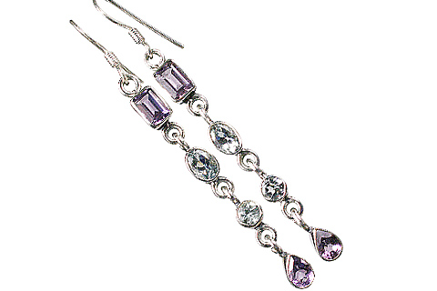 Design 10010: blue,purple amethyst drop earrings