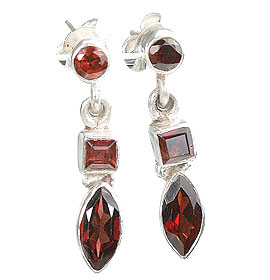 Design 10079: red garnet post earrings
