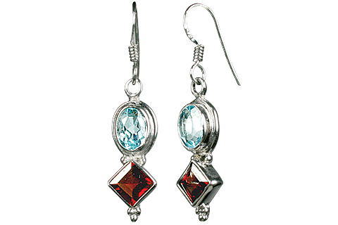 Design 10086: blue,red blue topaz art-deco earrings