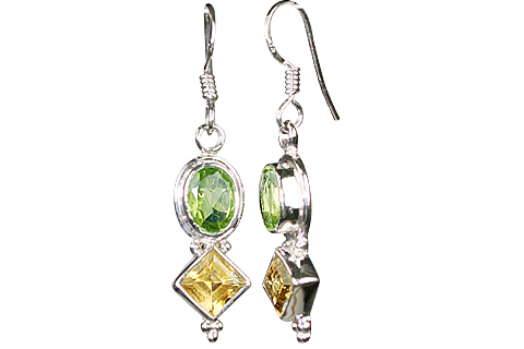 Design 10087: green,yellow peridot art-deco earrings