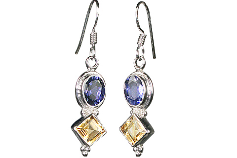 Design 10091: blue,yellow iolite earrings