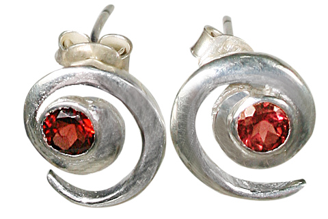 Design 10416: red garnet post earrings