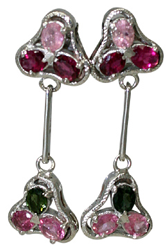 Design 10523: pink,red tourmaline post earrings