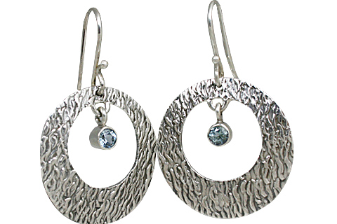 Design 10701: blue aquamarine art-deco, hoop earrings
