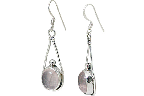 Design 10714: Pink rose quartz earrings
