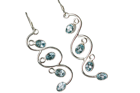 Design 10742: blue blue topaz art-deco earrings