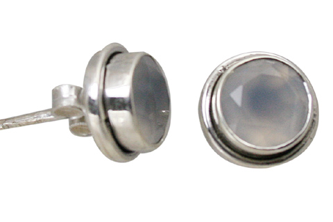 Design 10756: white chalcedony post earrings
