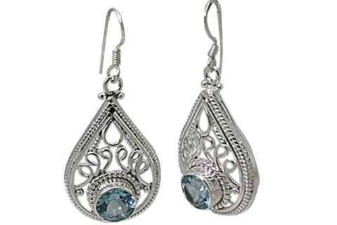 Design 10768: blue blue topaz drop, engagement, estate earrings