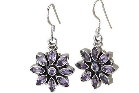 Design 10773: purple amethyst flower earrings
