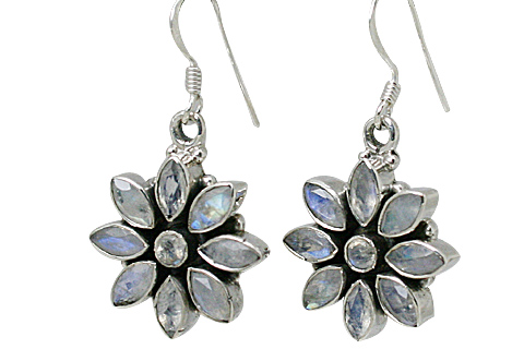 Design 10774: white moonstone flower earrings