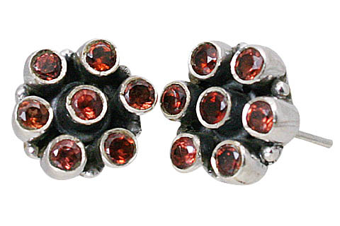 Design 10789: Red garnet flower earrings