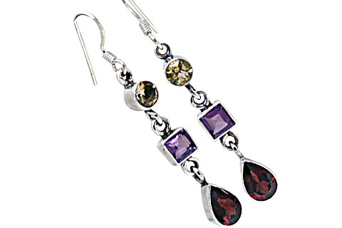 Design 10813: purple,red multi-stone earrings