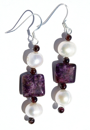 Design 10978: purple,white sugilite earrings