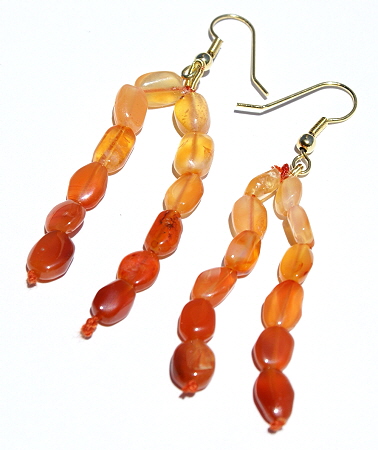 Design 10980: orange,red carnelian earrings