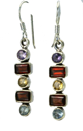 Design 10994: red,multi-color multi-stone earrings