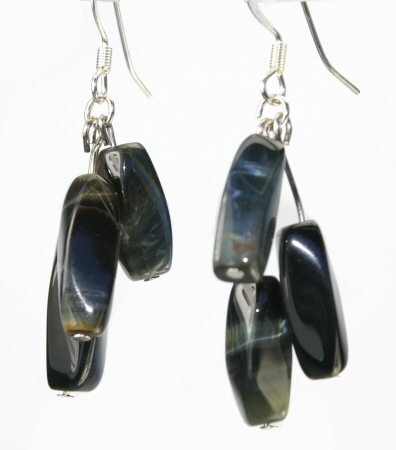Design 10995: black,blue,green tiger eye earrings