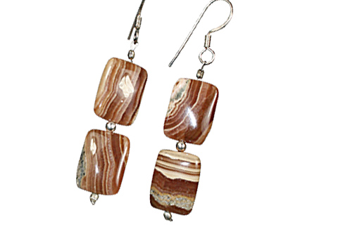 Design 11184: brown,white jasper earrings