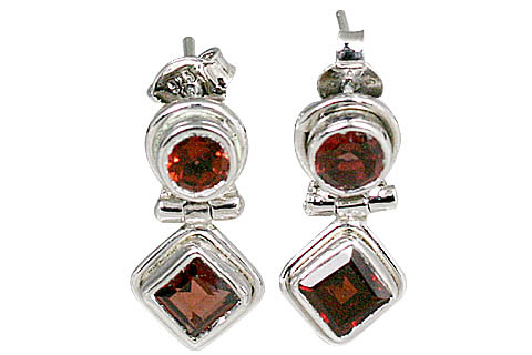 Design 11262: red garnet post earrings