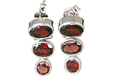 Design 11269: red garnet post earrings
