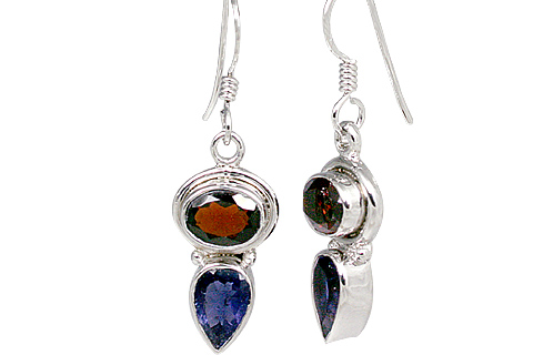 Design 11323: blue,red garnet earrings