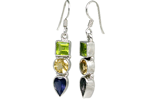 Design 11332: green,red multi-stone earrings